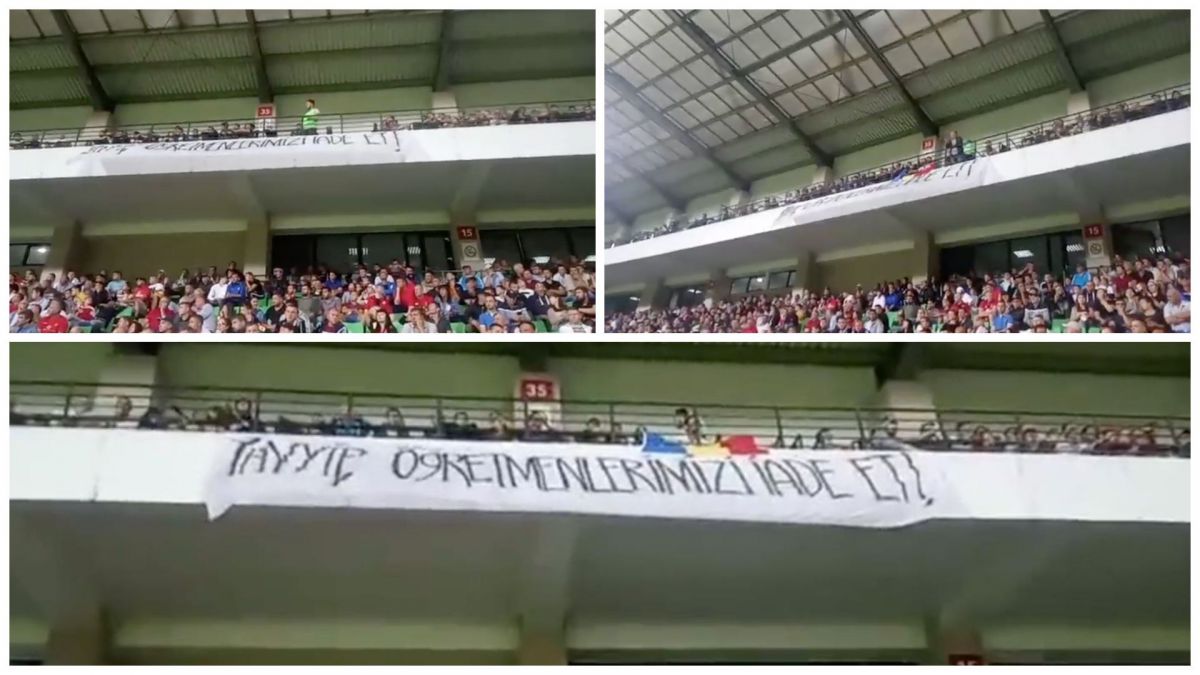 „Erdogan, întoarce-ne profesorii”. Mesajul a apărut pe un banner imens la meciul disputat între Moldova și Turcia (VIDEO)