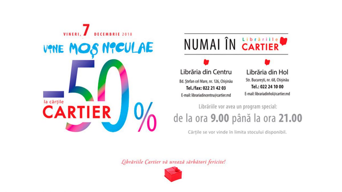 Vine Moș Niculae: Cartier vă oferă o reducere de 50% la cărțile bune