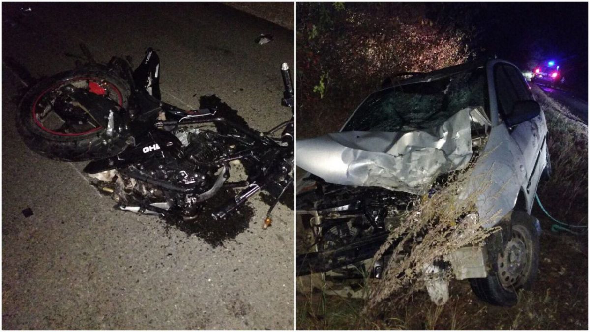 Accident letal la Ștefan Vodă. Doi tineri au murit după ce motocicleta pe care se aflau s-a ciocnit cu un automobil
