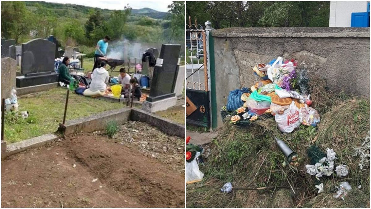 Au făcut grătar sau au aruncat colacii la gunoi. Isprăvile moldovenilor care au sărbătorit Paștele Blajinilor la cimitirele din țară (FOTO)