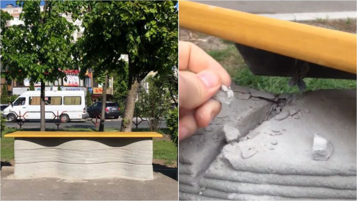 Băncile 3D de la Ciocana, vizitate de vandali la câteva zile de la instalare. Acestea au căpătat primele fisuri (VIDEO)