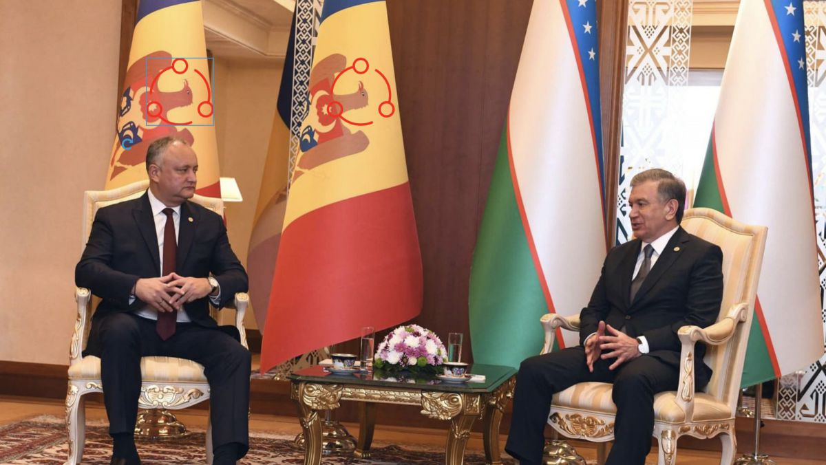 Drapelul Republicii Moldova, afișat fără cruce la întrevederea lui Igor Dodon cu președintele Uzbekistanului