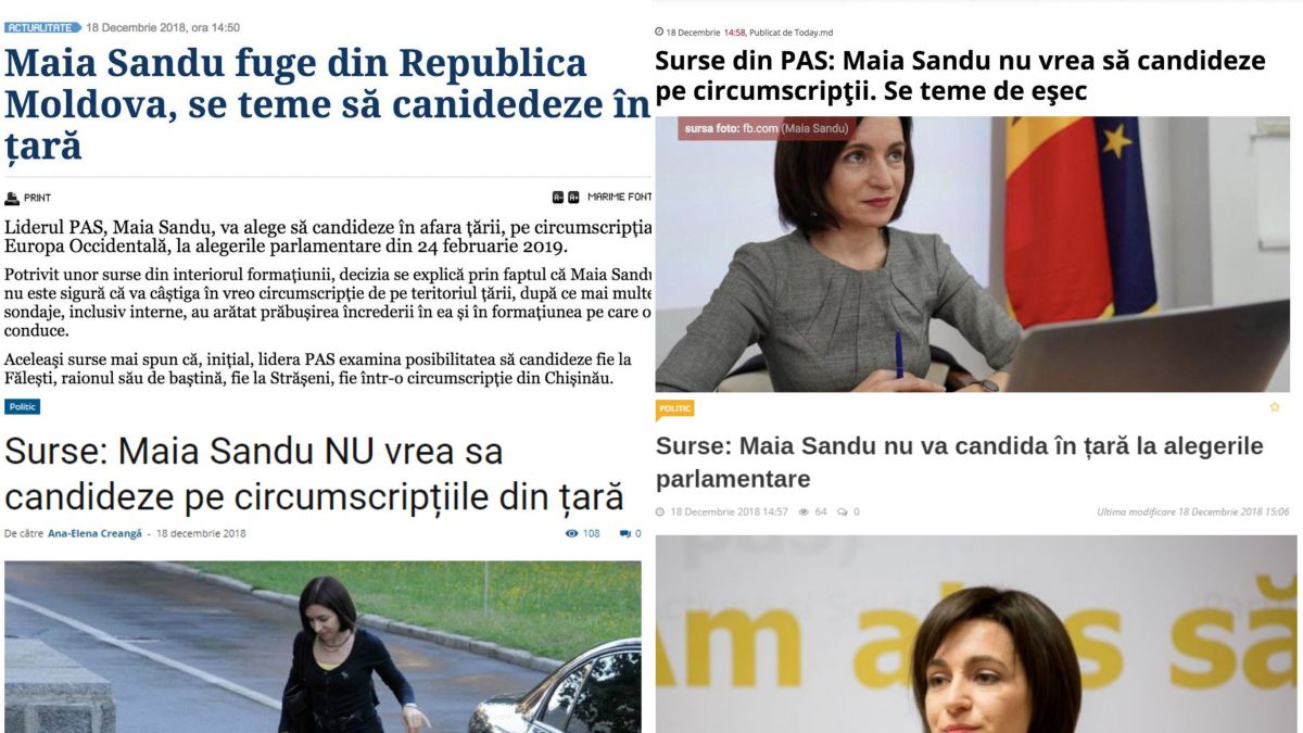 FOTO. Cum a ajuns presa care favorizează puterea să o „trimită” pe Maia Sandu să candideze peste hotare. Reacția PAS