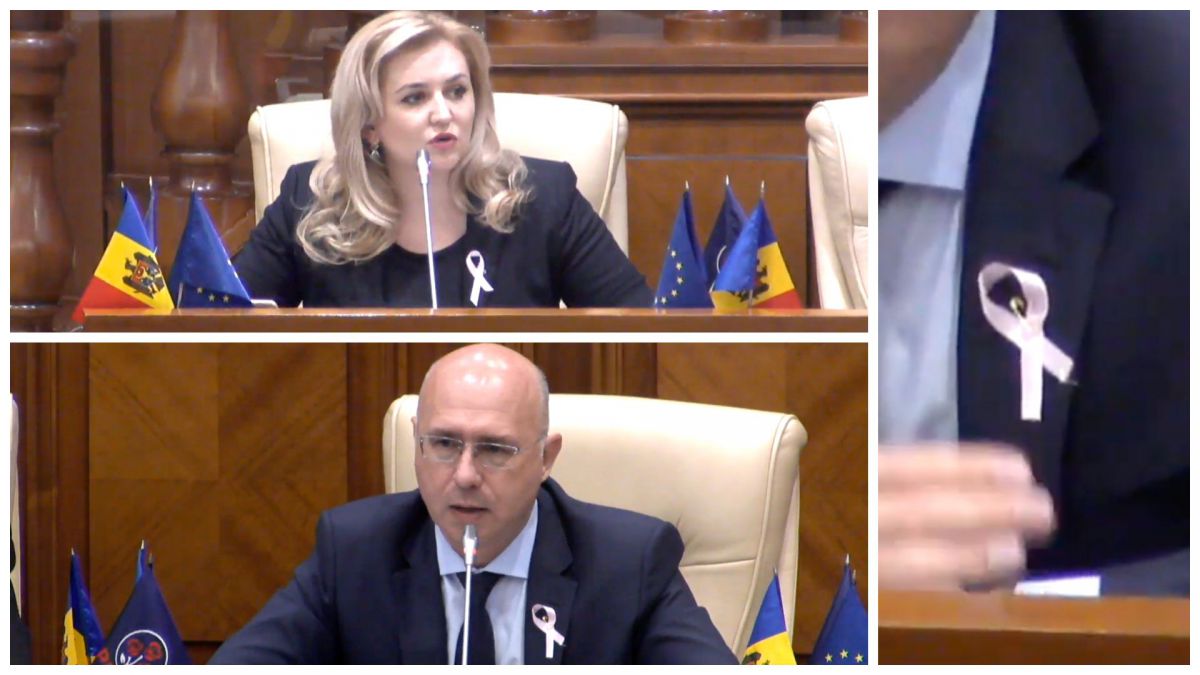 Mai mulți deputați au venit cu panglici roz în piept la ședința Parlamentului