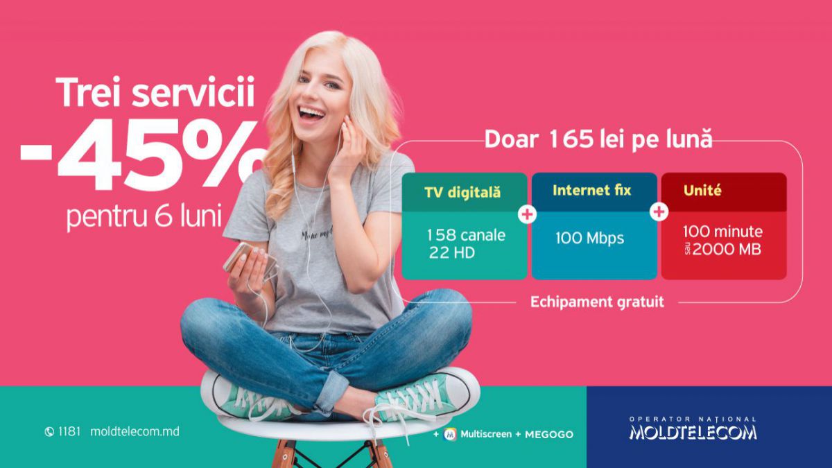 Reducere de 45% la combinarea serviciilor de Internet fix, Televiziune Digitală şi Telefonie mobilă