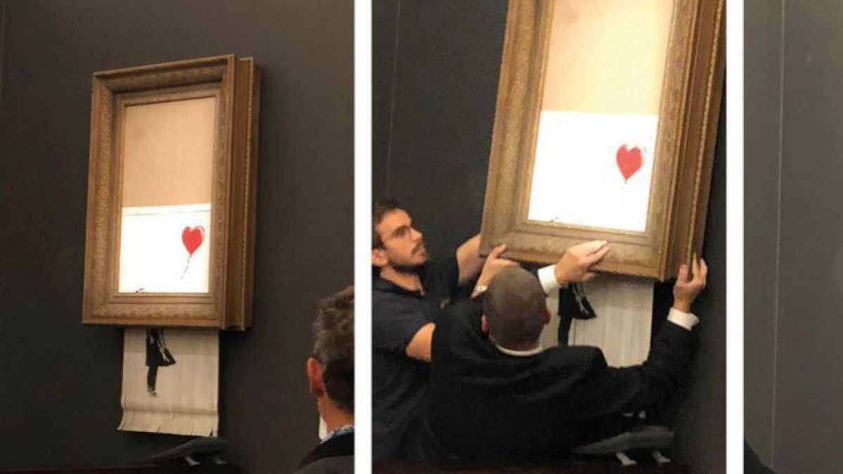 VIDEO. O operă de Banksy s-a autodistrus după ce a fost cumpărată pentru o sumă-record