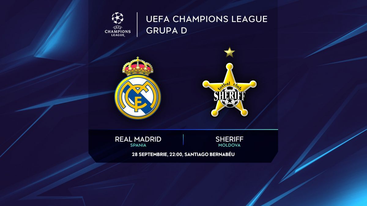 Campioana Moldovei va juca cel de-al doilea meci din grupele Champions League. Sheriff Tiraspol se va confrunta cu Real Madrid