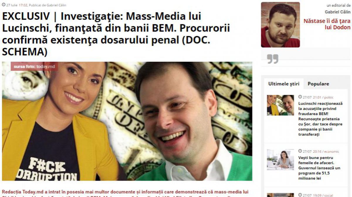 Chiril Lucischi vs Today.MD: „Gabriel Călin știe perfect cum se finanțează TV7”