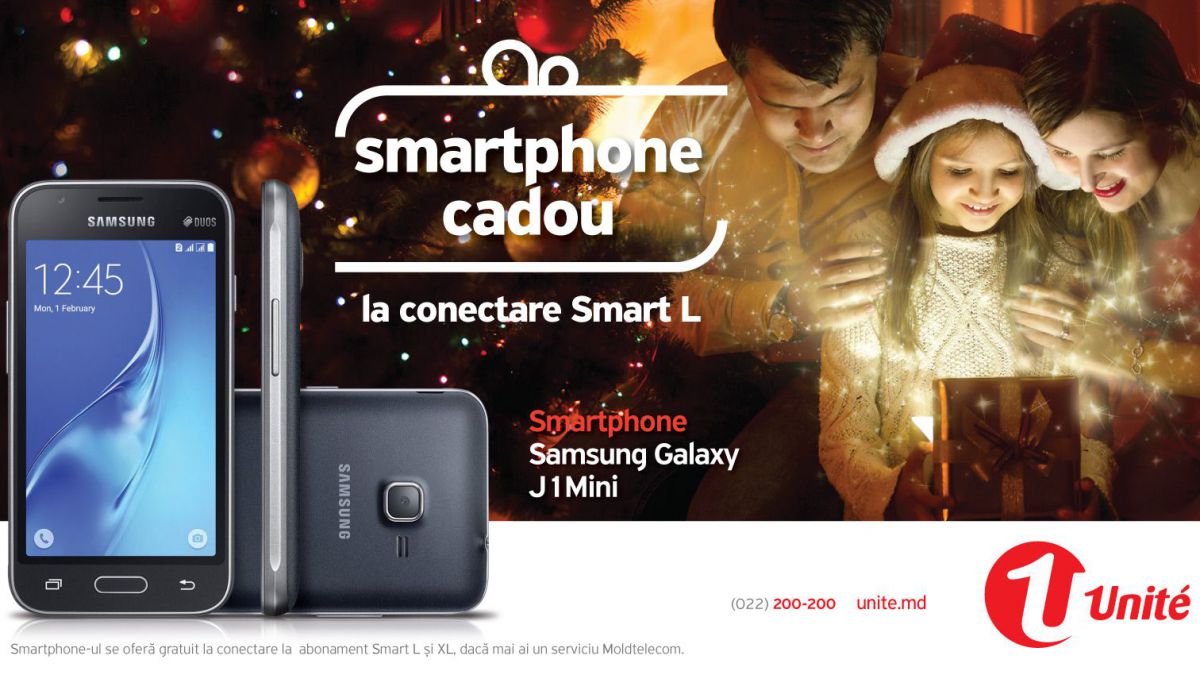 Comunicarea nu are limite. Samsung J1 mini cadou și 12 GB trafic internet la doar 200 lei, cu abonamentele Smart de la Unite