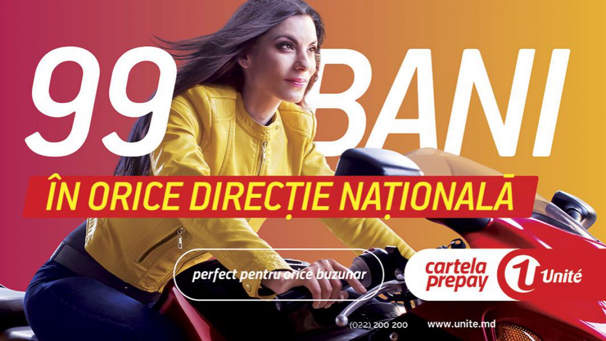 Cu cartelele Unite Prepay ai cele mai mici tarife, doar 99 bani în orice direcţie naţională!