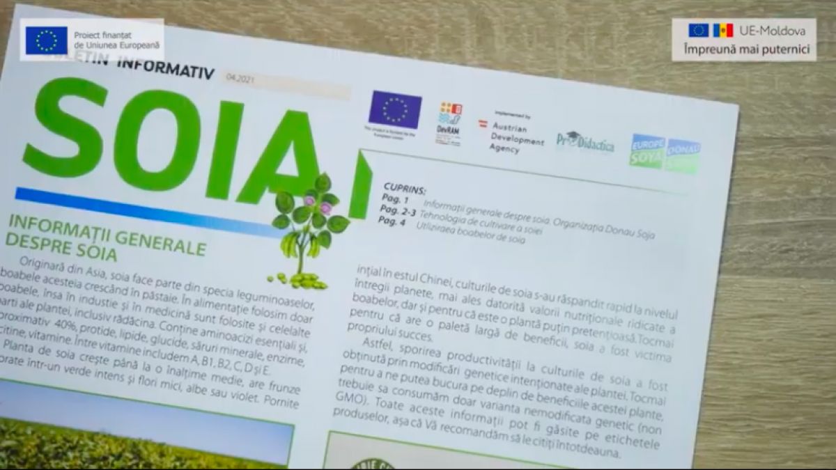 Cum s-a reușit integrarea culturii de soia cultivate în Moldova în lanțul valoric la nivel local și global. Experiența proiectului „Donau Soya” (VIDEO)