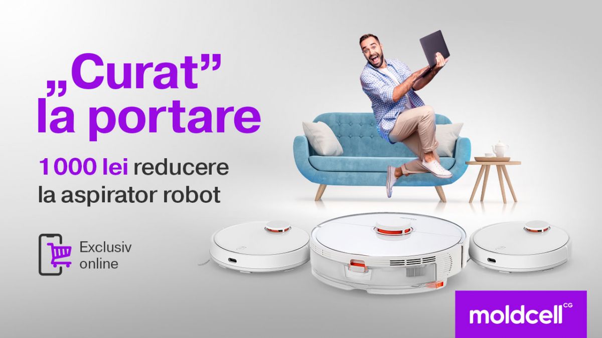 „Curat” la portare: Treci la Moldcell și ai 1000 lei reducere la aspirator robot