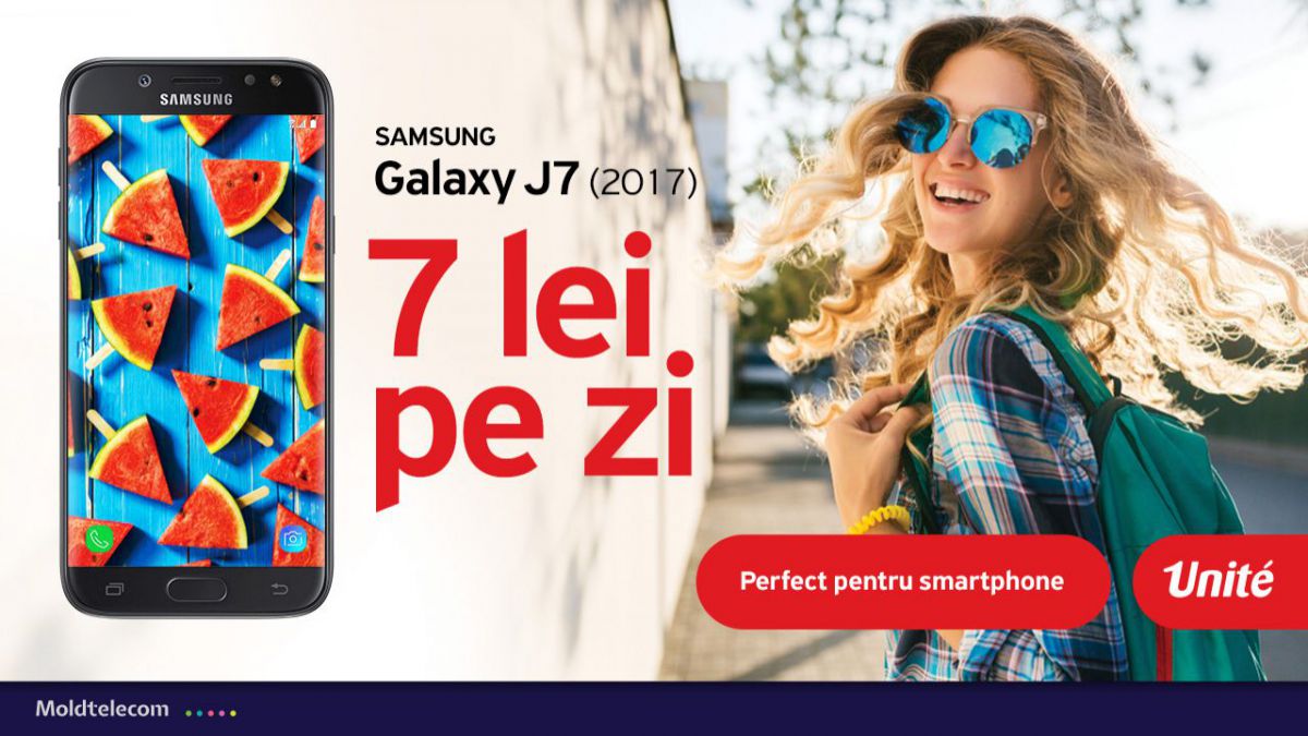 Alege abonamentele Unite şi fii în trend cu un nou Samsung Galaxy J7, la doar 7 lei pe zi. Sună bine, nu?
