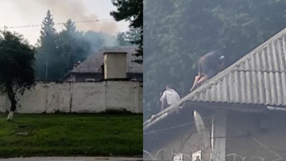 Deținuții au încercat să evadeze de la penitenciarul nr.2 de la Lipcani. Au incendiat o clădire și au urcat pe acoperiș (VIDEO)
