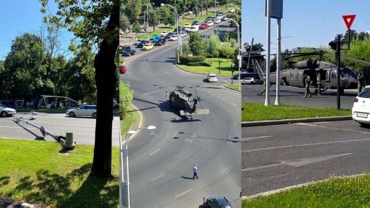 Elicopter militar american, aterizat forțat într-o intersecție aglomerată din București. „Puteam să asistăm la o tragedie” (VIDEO)