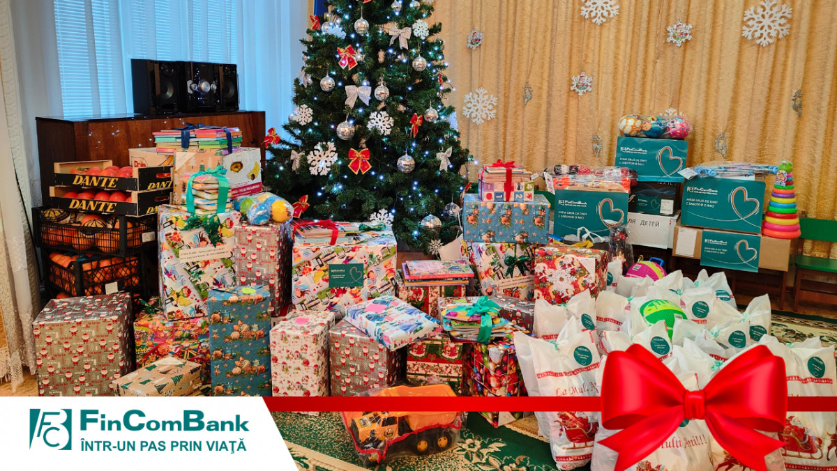 Campania „Dăruiește magia de Crăciun” organizată de FinComBank a adus daruri copiilor din Centrul de Plasament din mun. Bălți