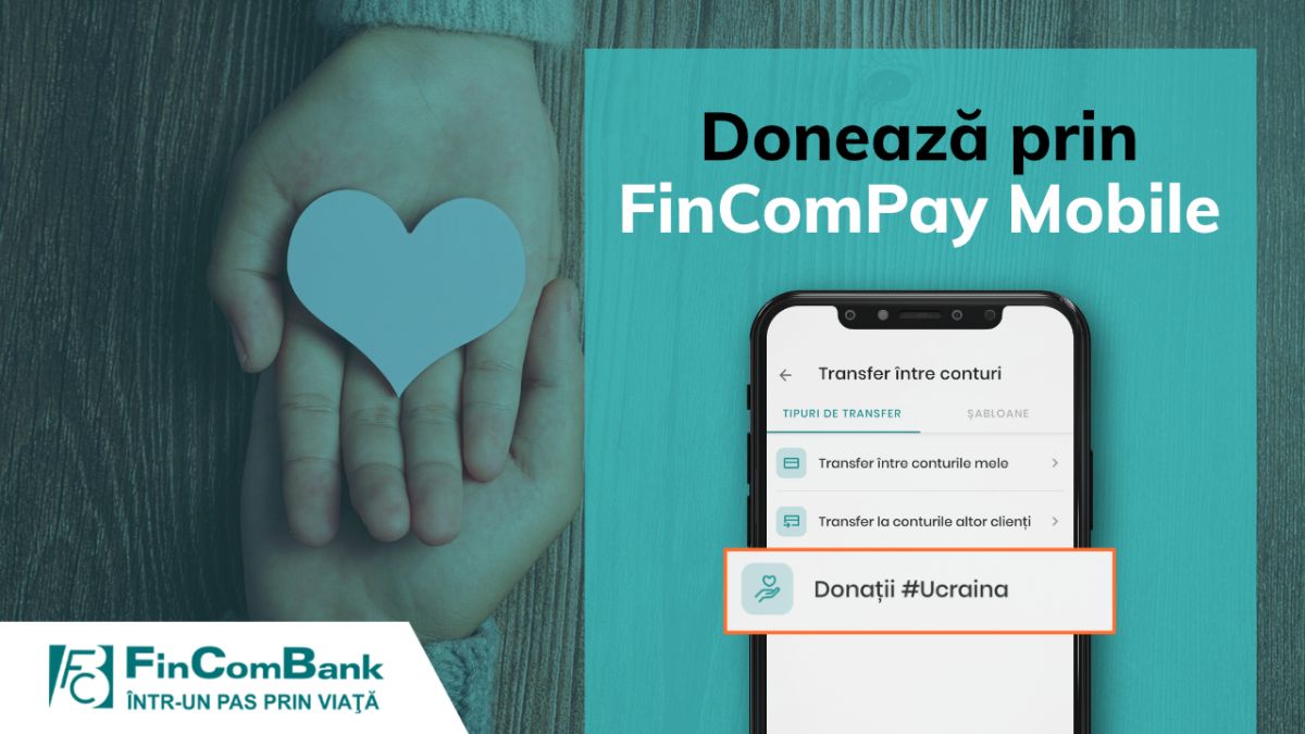 FinComBank lansează „Donații #Ucraina” în aplicația mobilă