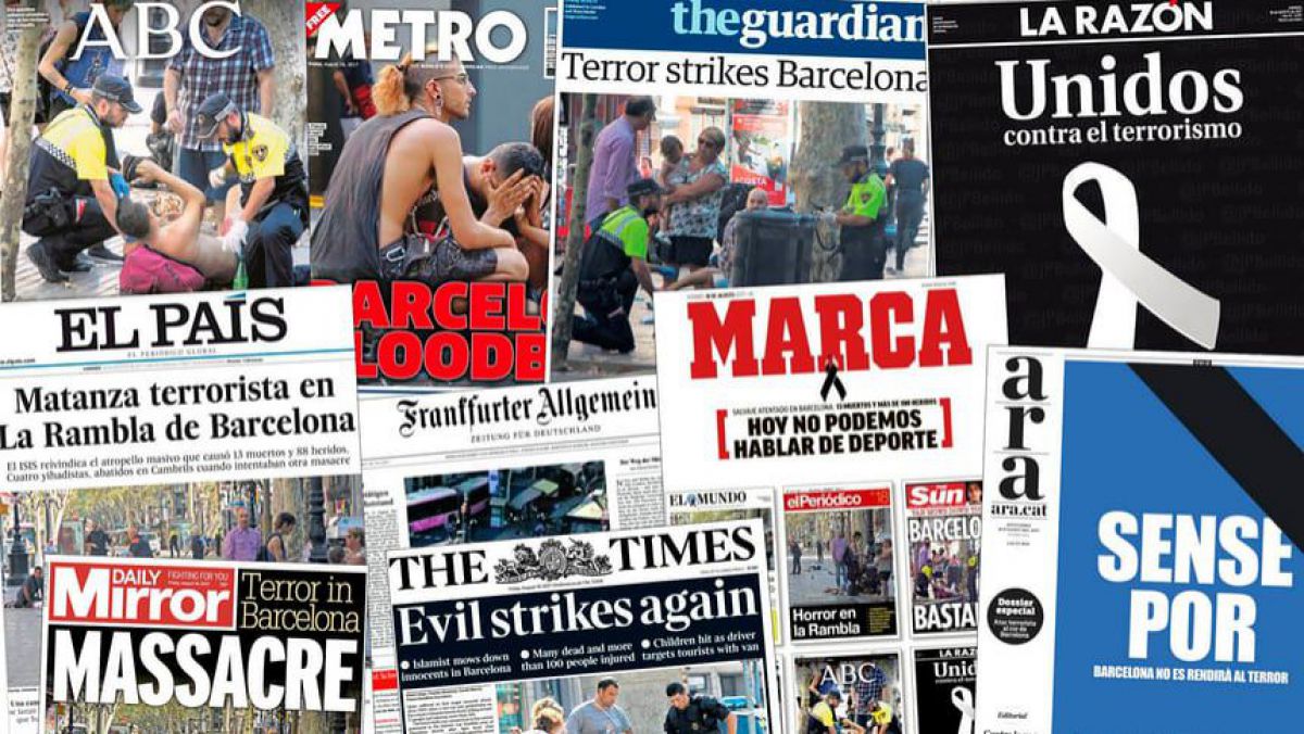 FOTO. Cum a fost reflectat atacul de la Barcelona pe primele pagini ale marilor ziare