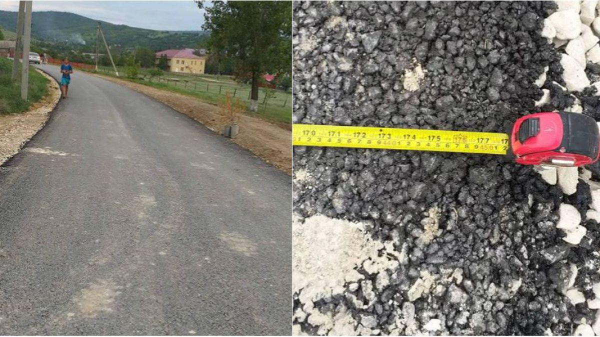 FOTO. „Drumuri bune” cu lățimea de 4,5 metri în comuna Mănoilești. Explicația primăriței