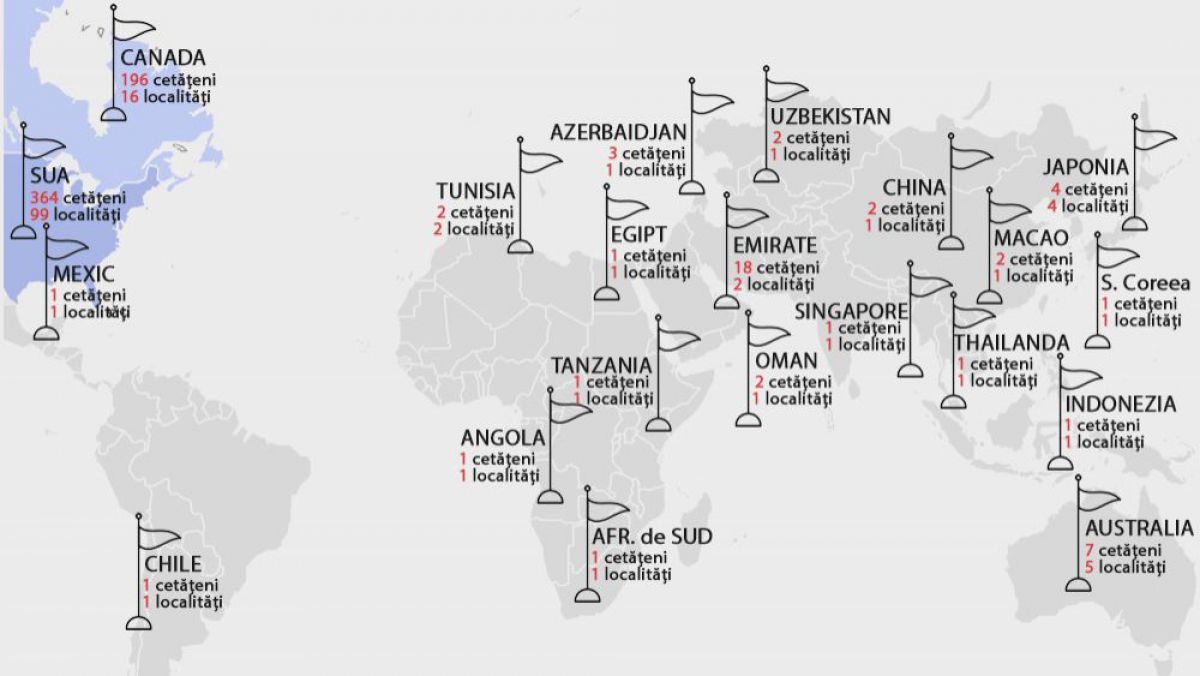 INFOGRAFIC. Câte un vot din Thailanda, Tanzania și Mexic: Țările cu cei mai puțini moldoveni dornici să-și aleagă președintele
