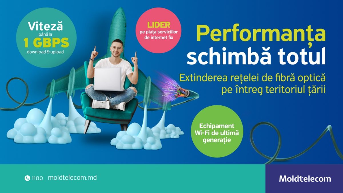 Moldtelecom anunță că va oferi internet cu viteză de până la 1Gbps în orice colț al țării până în 2023