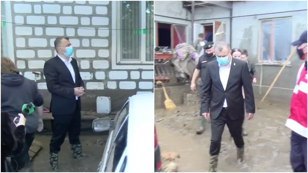 La costum, în cizme de cauciuc, premierul s-a pornit la inspectat localitățile inundate de ploi din sudul țării (LIVE)