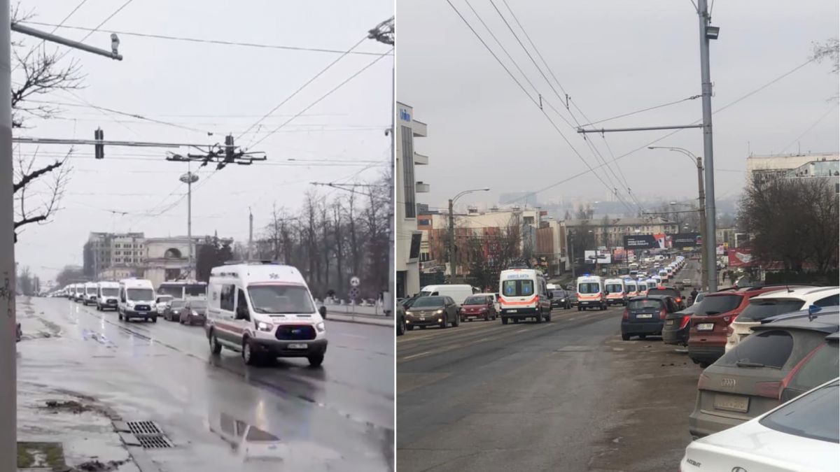 Locuitorii capitalei, surprinși de o coloană de zeci de ambulanțe. Internauți, în glumă: E nuntă la un angajat (VIDEO)