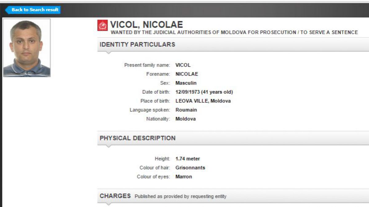 Nicolae Vicol, cu profil pe site-ul Interpol