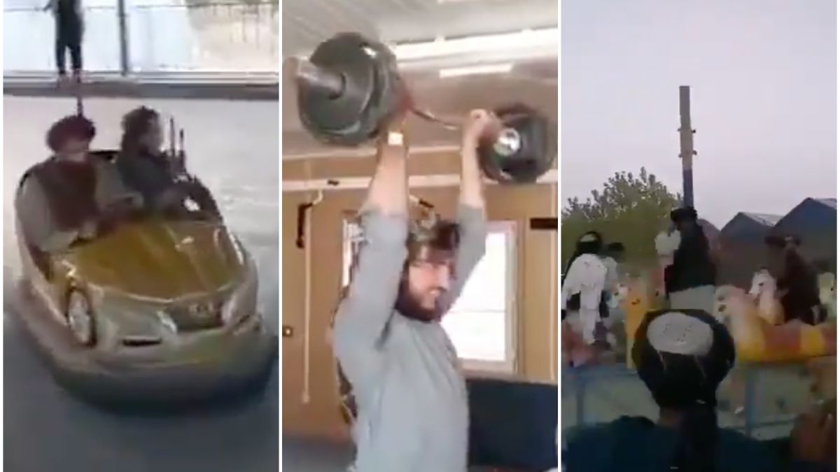 Petrecere pe timp de război? Cu arme în mâini, talibanii „se distrează” la carusele (VIDEO)
