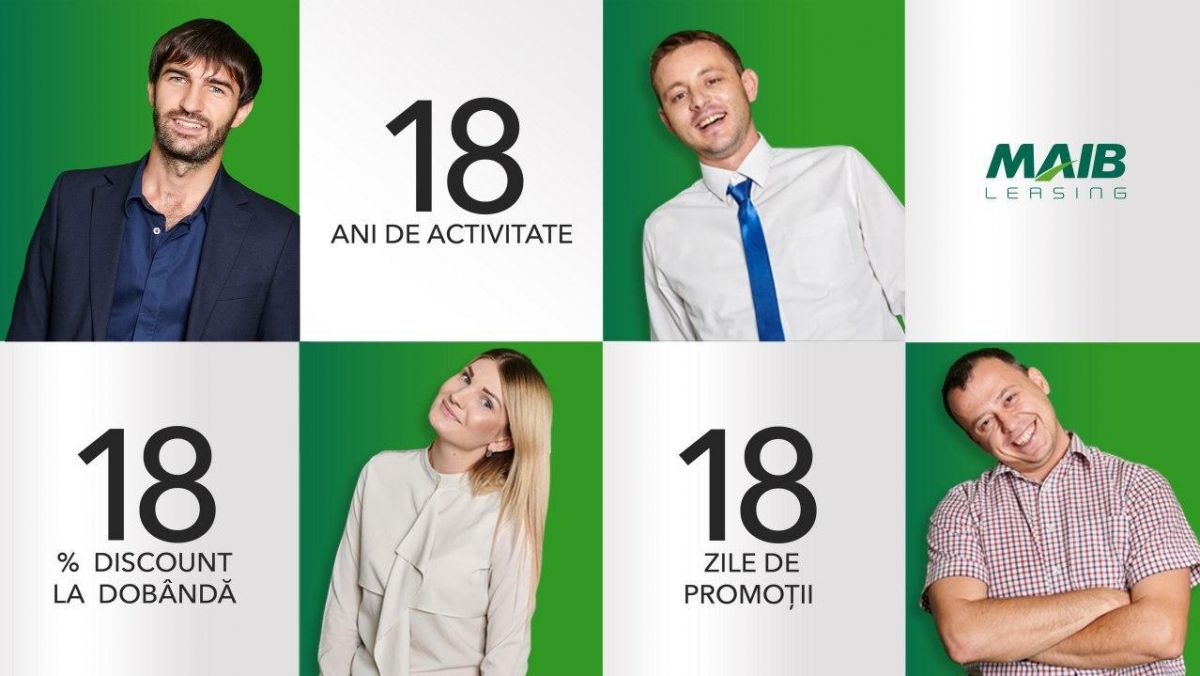 MAIB-Leasing SA, prima companie de leasing din Moldova aniversează 18 ani de activitate
