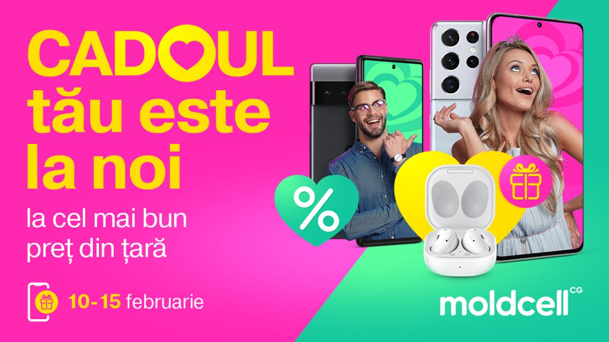 În perioada 10-15 februarie beneficiați de reduceri și cadouri din dragoste, în magazinul online Moldcell