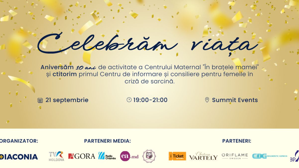 Rezervăm ultimile bilete la evenimentul „Celebrăm Viața”, organizat de Diaconia la 20 de ani ai centrului „În Brațele Mamei”