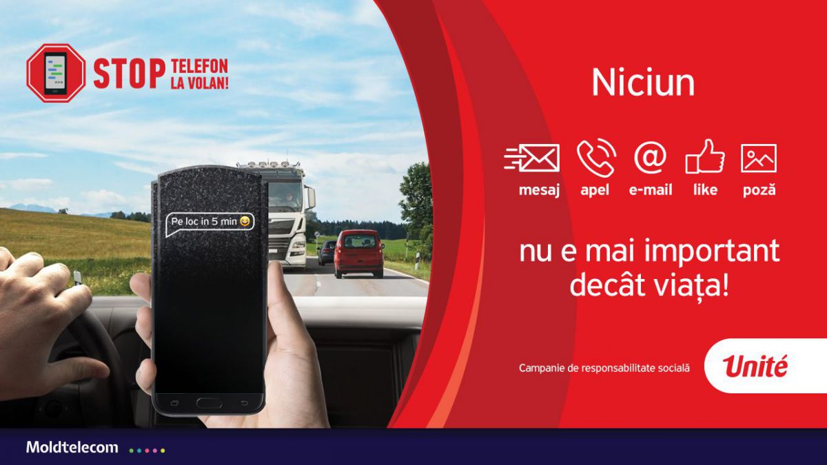 Stop telefon la volan - niciun mesaj nu e mai important decât viaţa!