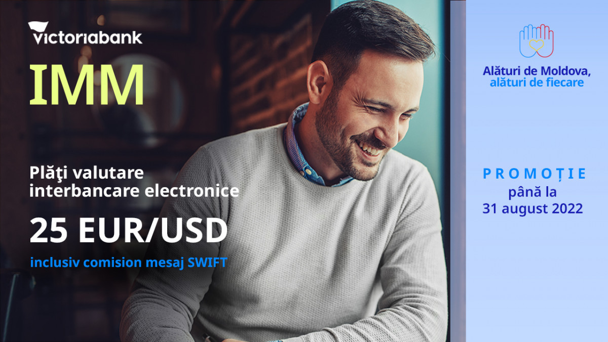 Superofertă de la Victoriabank – tarif preferențial unic pentru plățile electronice în valută, aplicat IMM-urilor