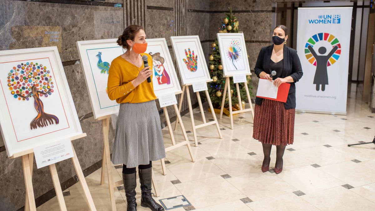 Terapie prin artă: 5 tablouri ale supraviețuitoarelor violenței în familie, expuse la Parlament (FOTO)