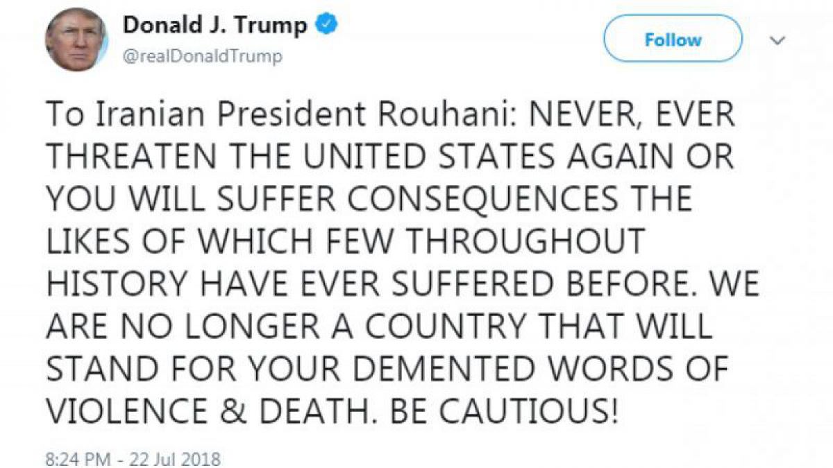 Trump, avertisment cu majuscule după ce Iranul a amenințat SUA cu „mama tututor războaielor”