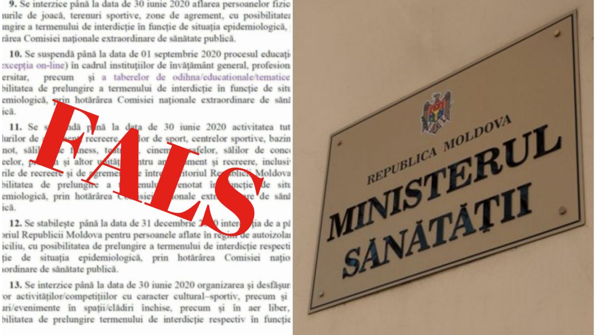 Un document fals, cu restricții până pe 30 iunie, prezentat drept decizie CSE. Ministerul Sănătății: Nu cunoaștem sursa acestui act (FOTO)