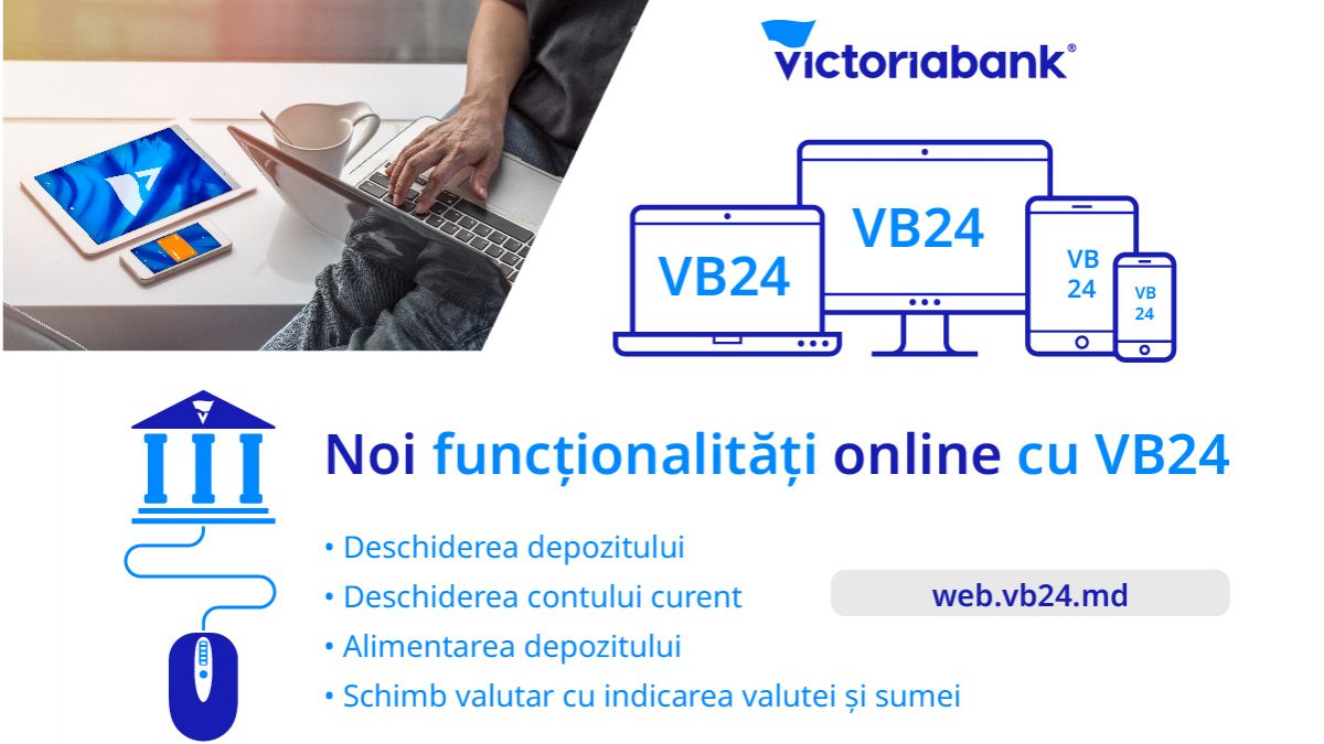 Victoriabank anunță noi funcționalități în aplicația de online banking VB24 