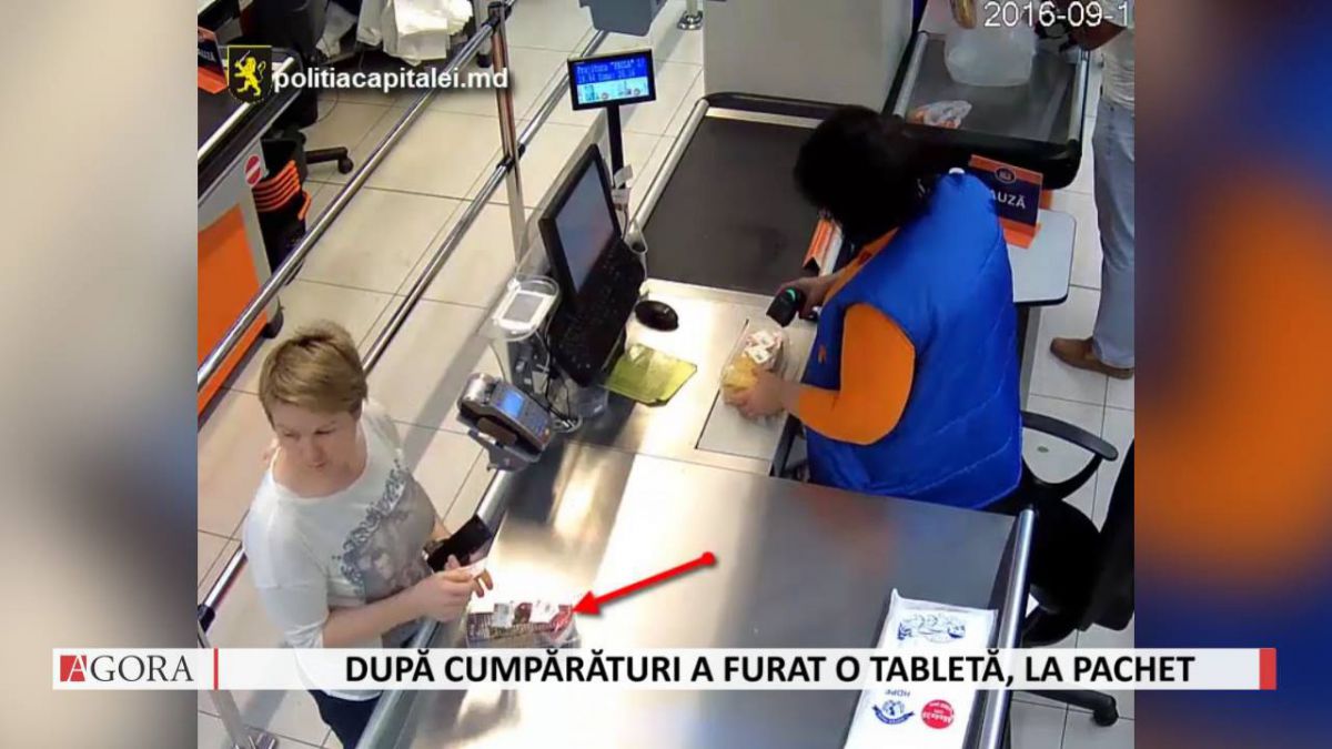 VIDEO. A făcut cumpărături și a furat și o tabletă, „la pachet”. Poliția caută femeia din imagini