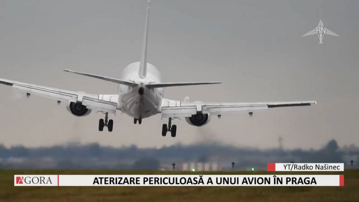 VIDEO. Aterizare periculoasă a unui avion în Praga