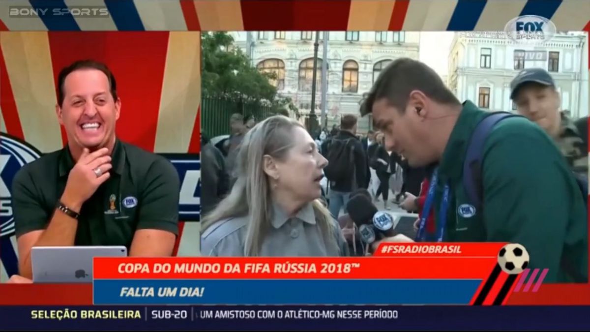 VIDEO. Cum o pensionară din Rusia a întrerupt LIVE-ul unui jurnalist brazilian de la deschiderea CM 2018
