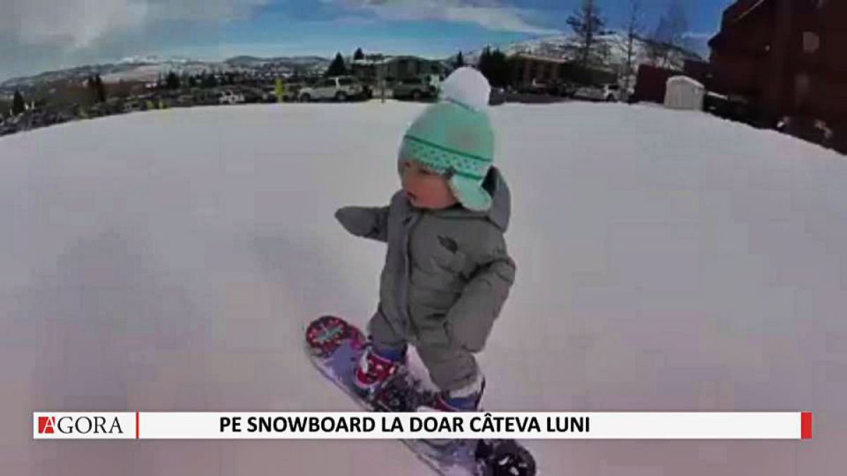 VIDEO. Un adevărat snowboardist! Un bebeluș de doar câteva luni face furori pe Internet