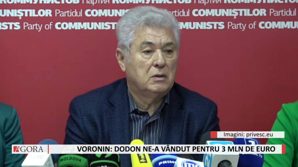 VIDEO. Voronin: Dodon ne-a vândut pentru 3 mln de euro. Nu avem niciun motiv să-l susținem