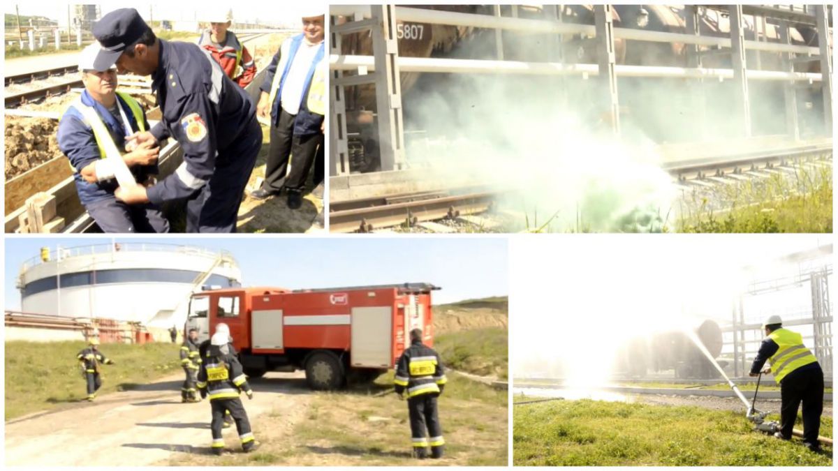 VIDEO. Zona petrolieră de la Giurgiulești, cuprinsă de fum! Cum au reacționat pompierii