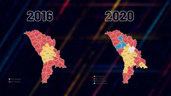 Comparație cu 2016: Cum arată s-a colorat harta RM, după primul tur al alegerilor prezidențiale (INFOGRAFIC)