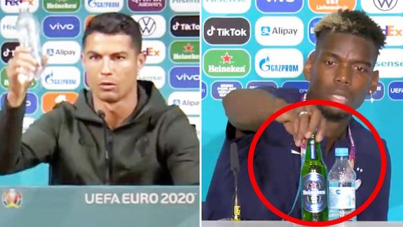 După Ronaldo, vedeta Franței, Paul Pogba scoate o sticlă de la o conferință de presă (VIDEO)