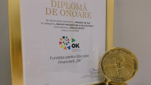 Fundația pentru Educație Financiară „OK” a fost decernată cu Medalia de Aur la Gala Businessului Moldovenesc 2021