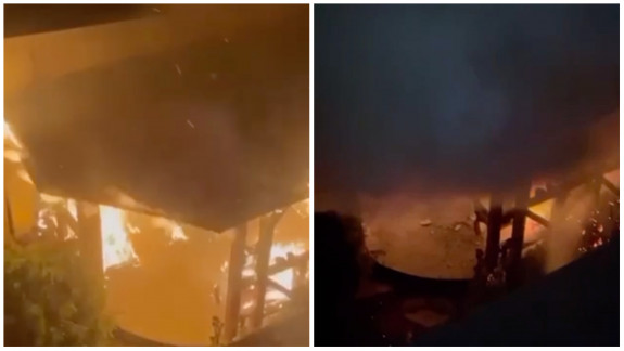 Incendiu în curtea casei lui Igor Dodon: În plină noapte, a luat foc un foișor (VIDEO)