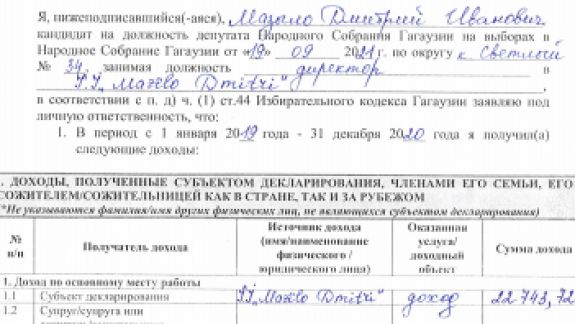 Profil de candidat | Circumscripția Nr. 34 Svetlîi. Candidați la funcția de deputat în Adunarea Populară a Găgăuziei. Profesii, funcții, averi