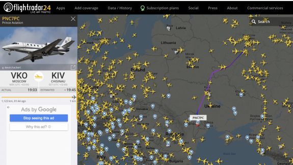 Un avion de mici dimensiuni a venit de la Moscova la Chișinău, acum o oră